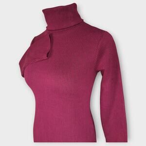 Womens Urban Outfitters Maroon Purple Red Long Sleeve Turtleneck Dress Size XS